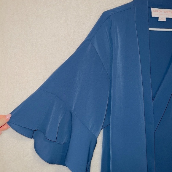 Birdy Grey Kenny Ruffle Robe in Slate Blue Wedding Bridesmaid size M/L - Picture 3 of 7